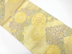 華紋に花唐草模様織り出し　袋帯